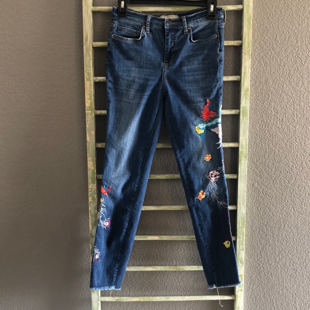 Free People embroidered skinny jeans